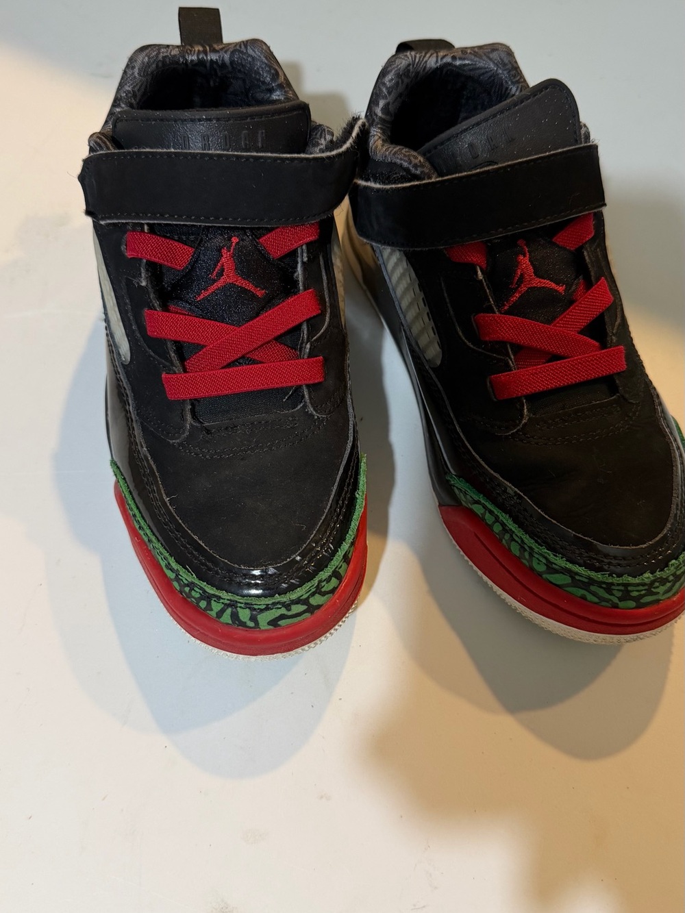 Jordan Kids Black Red and Green Low-Top Sneakers